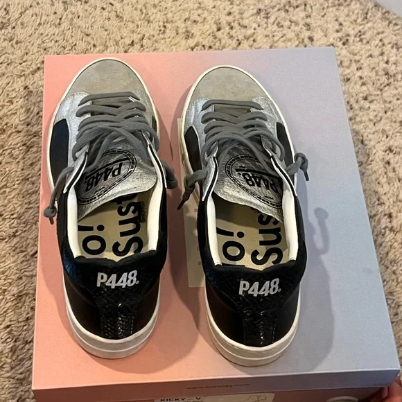 P448, Silver/Black Sneakers, Size 39 - Picture 7 of 9